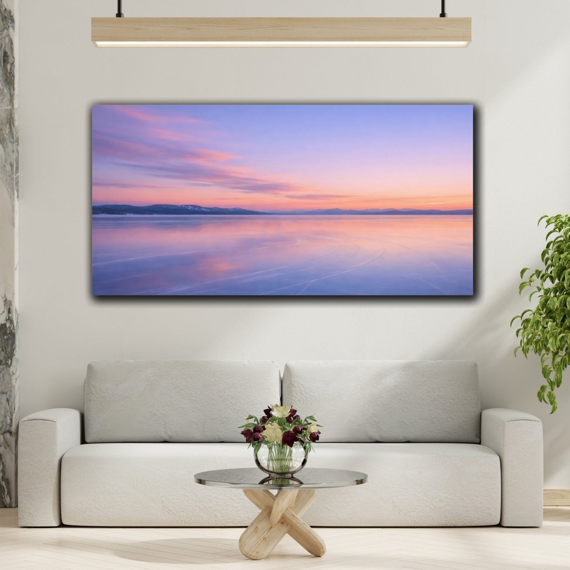Nature Frozen Lake Pastel - Canvas Wall Art Print - YesArtYes