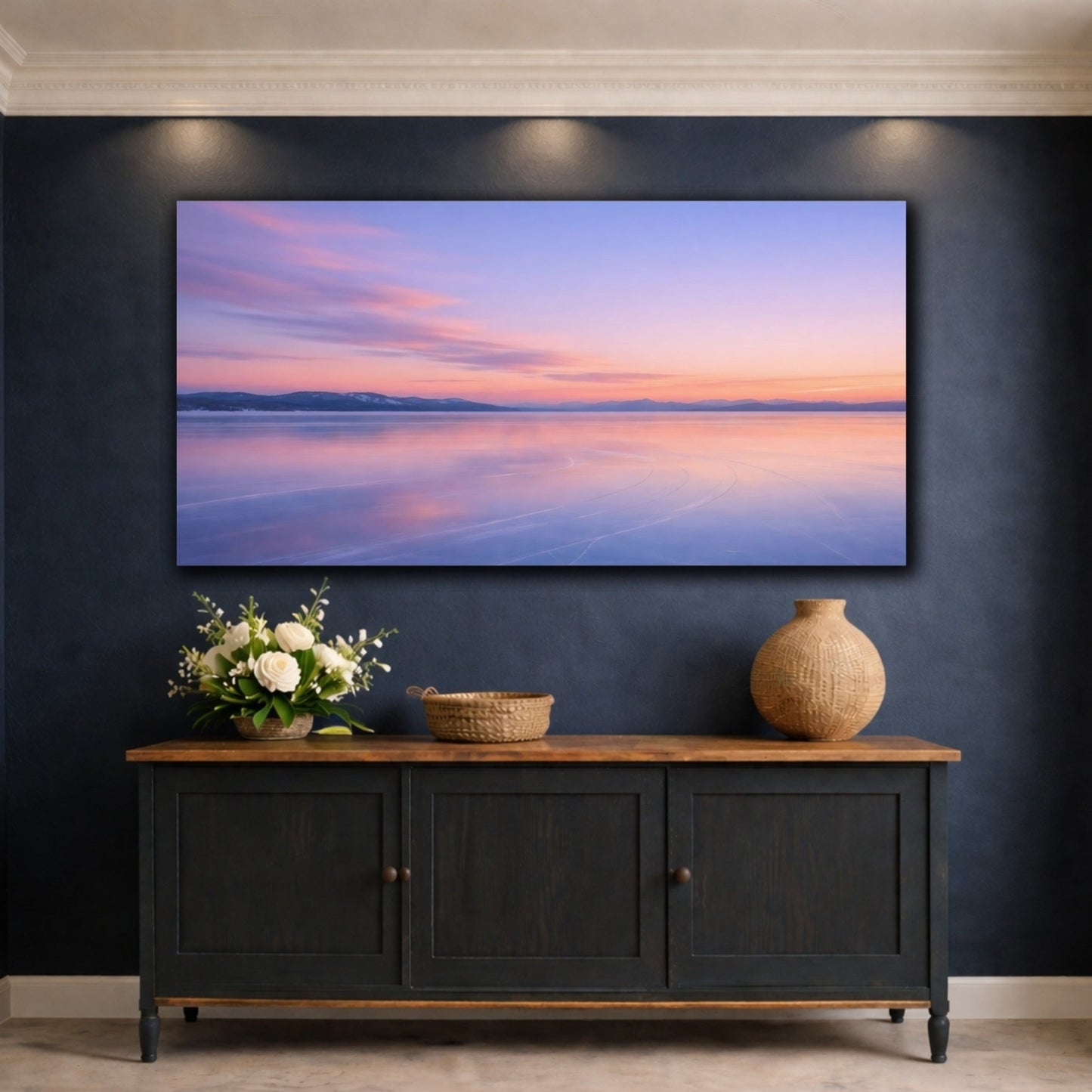Nature Frozen Lake Pastel - Canvas Wall Art Print - YesArtYes