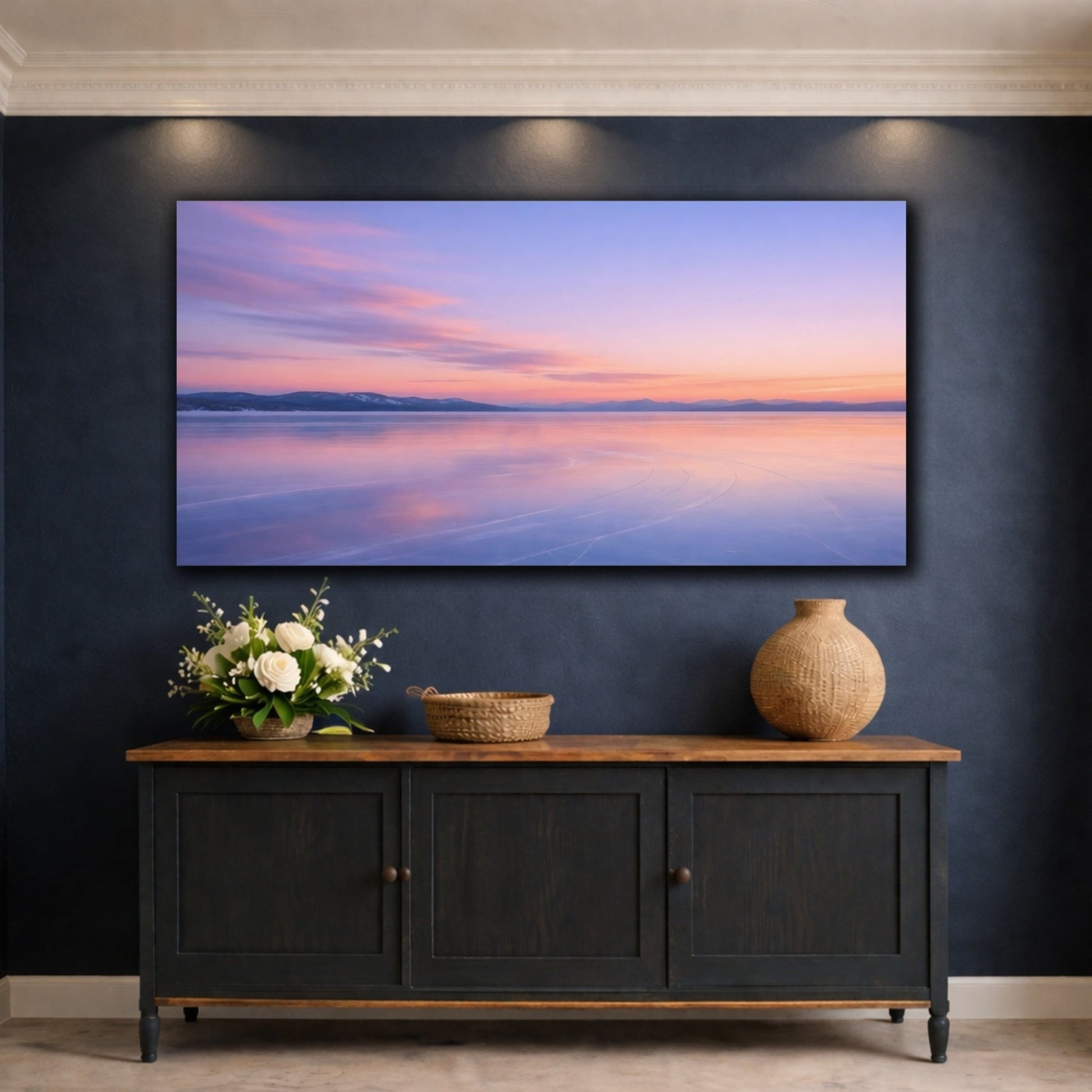 Nature Frozen Lake Pastel - Canvas Wall Art Print - YesArtYes
