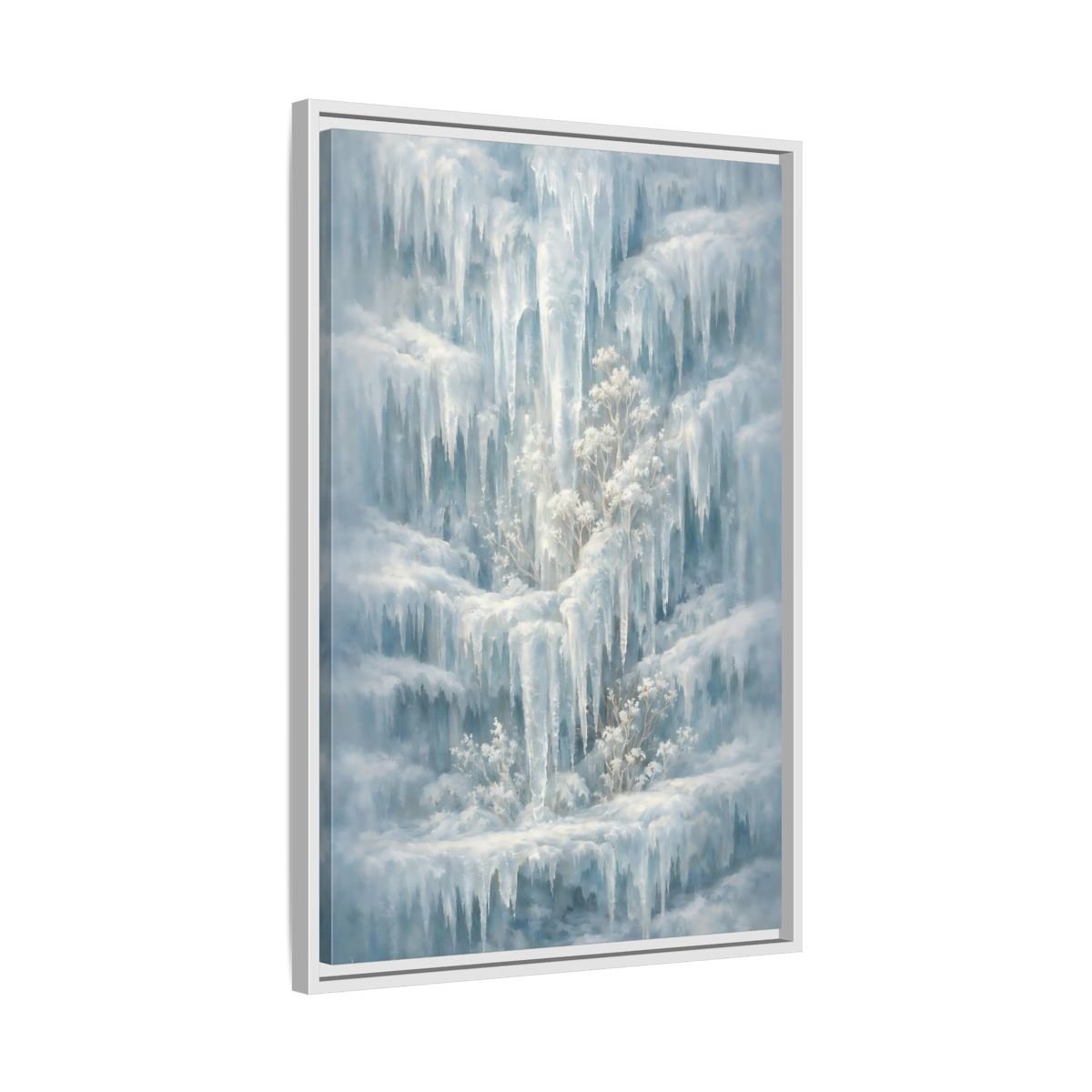 Nature Frozen Waterfall Icy - Framed Canvas Wall Art Print - YesArtYes