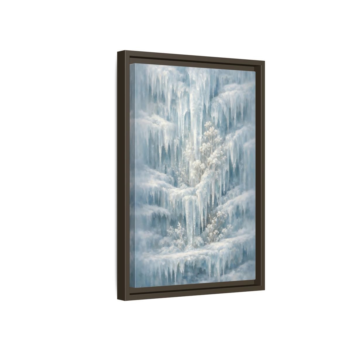 Nature Frozen Waterfall Icy - Framed Canvas Wall Art Print - YesArtYes
