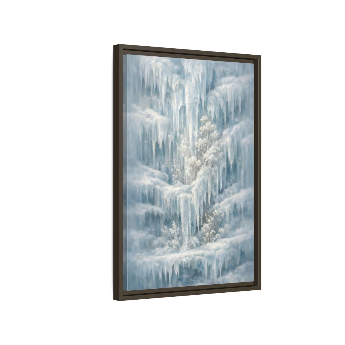 Nature Frozen Waterfall Icy - Framed Canvas Wall Art Print - YesArtYes