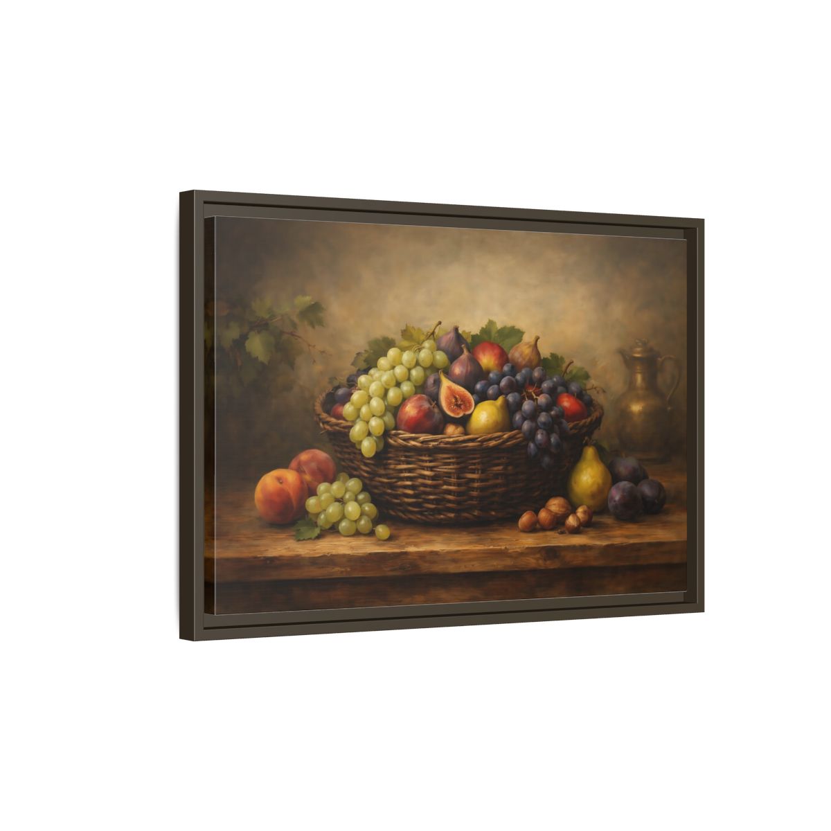 Side Mockup 2. Nature Fruit Basket Earthy Fruit Basket shown as stretched canvas wall art