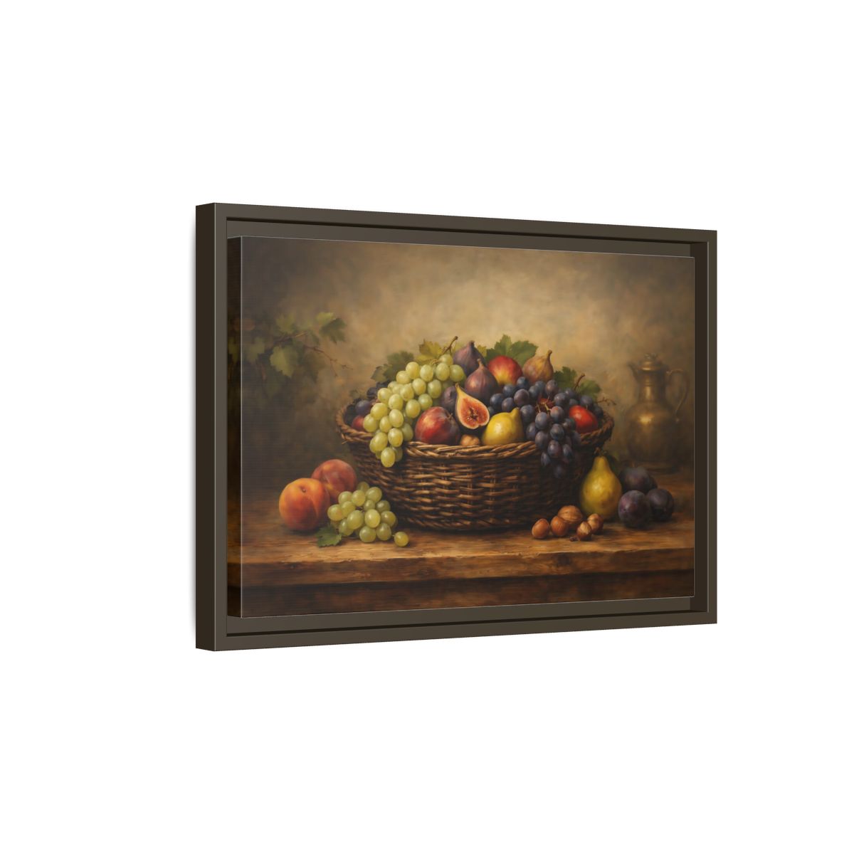 Side Mockup 5. Nature Fruit Basket Earthy Fruit Basket shown as stretched canvas wall art