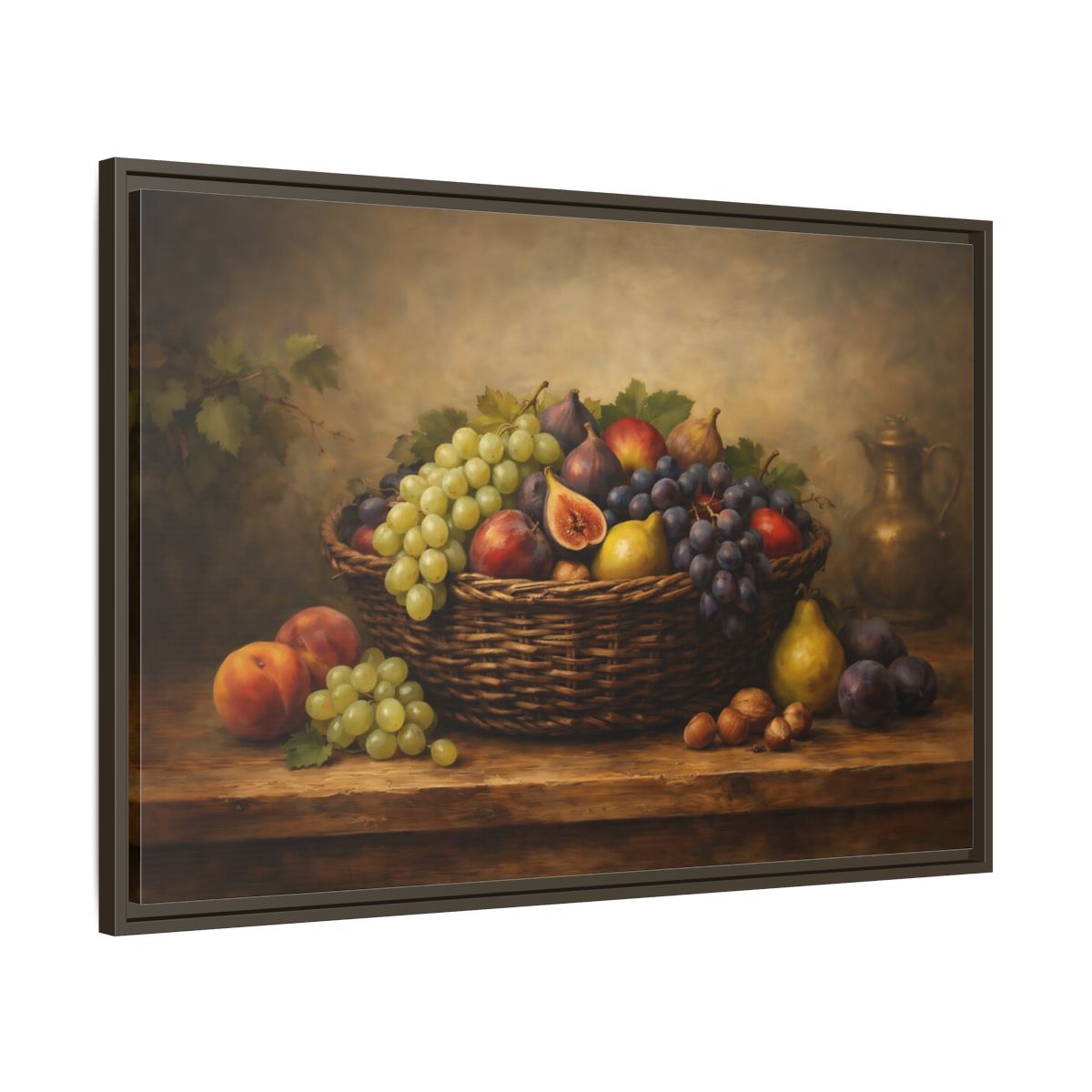 Side Mockup 9. Nature Fruit Basket Earthy Fruit Basket shown as stretched canvas wall art