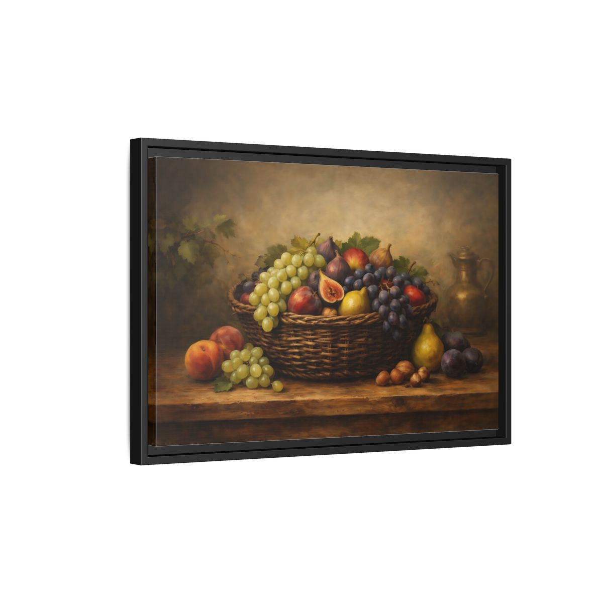 Side Mockup 3. Nature Fruit Basket Earthy Fruit Basket shown as stretched canvas wall art