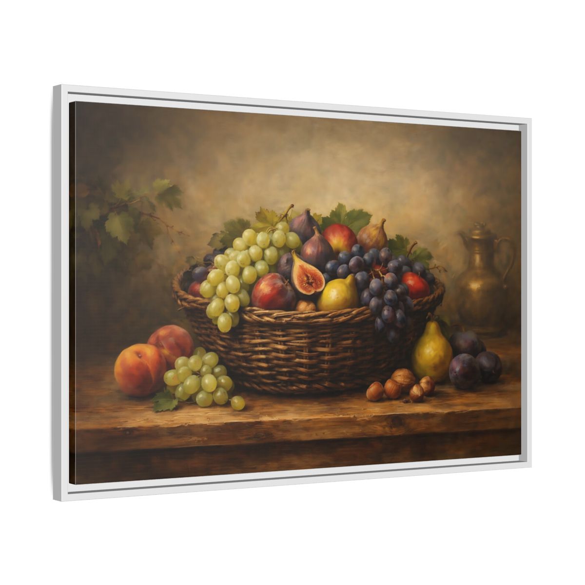 Side Mockup 8. Nature Fruit Basket Earthy Fruit Basket shown as stretched canvas wall art