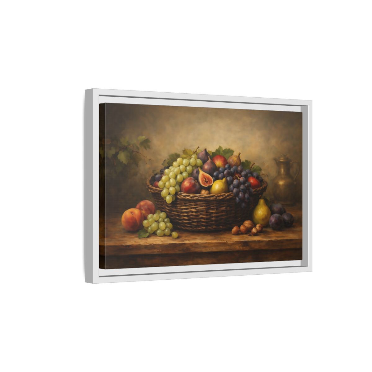 Side Mockup 4. Nature Fruit Basket Earthy Fruit Basket shown as stretched canvas wall art