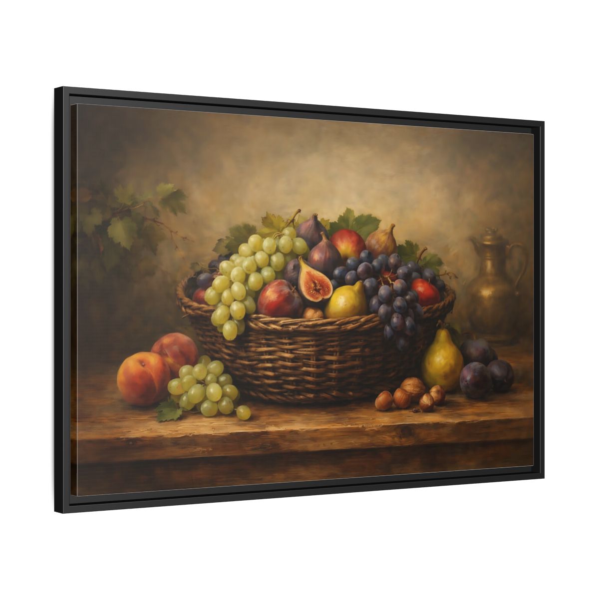 Side Mockup 13. Nature Fruit Basket Earthy Fruit Basket shown as stretched canvas wall art