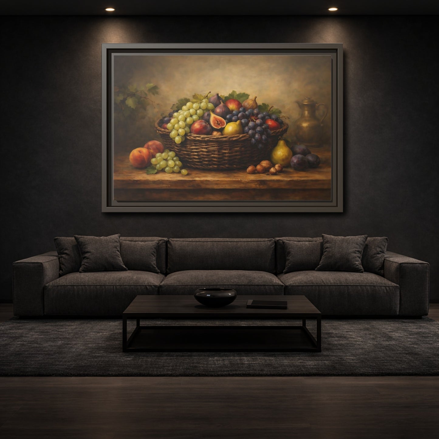 Mockup 2. Nature Fruit Basket Earthy Fruit Basket shown as stretched canvas wall art