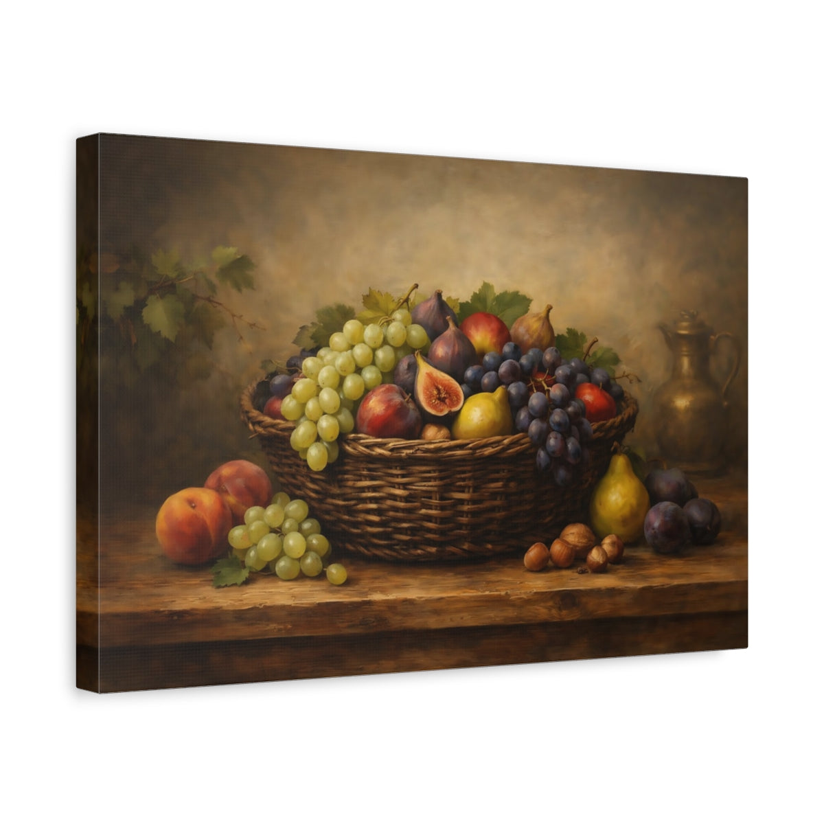Side Mockup 4. Nature Fruit Basket Rustic Fruit Basket shown as stretched canvas wall art