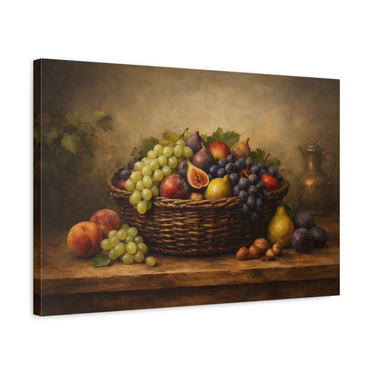 Side Mockup 3. Nature Fruit Basket Rustic Fruit Basket shown as stretched canvas wall art