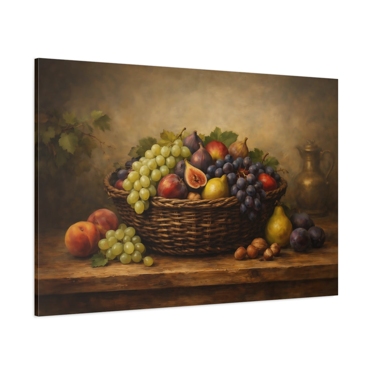 Main Mockup. Nature Fruit Basket Rustic Fruit Basket shown as stretched canvas wall art