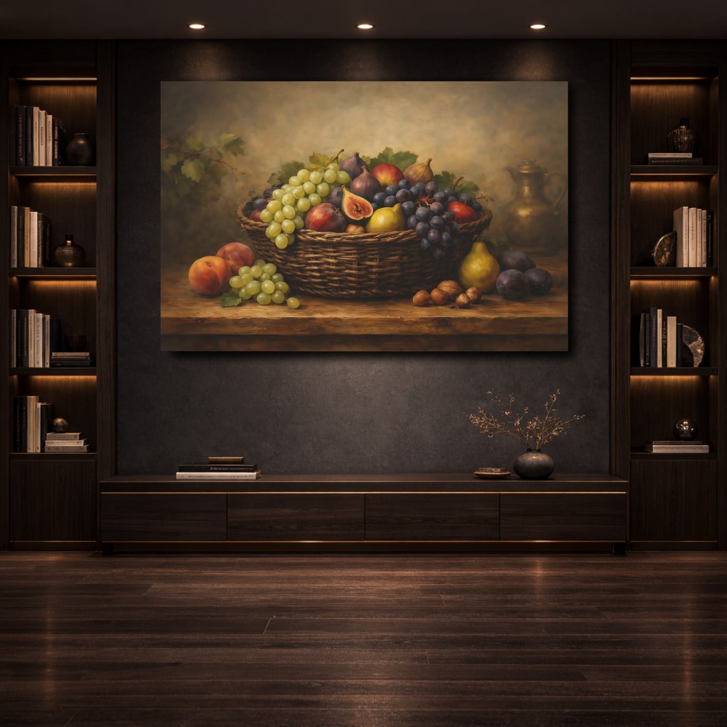 Mockup 3. Nature Fruit Basket Rustic Fruit Basket shown as stretched canvas wall art