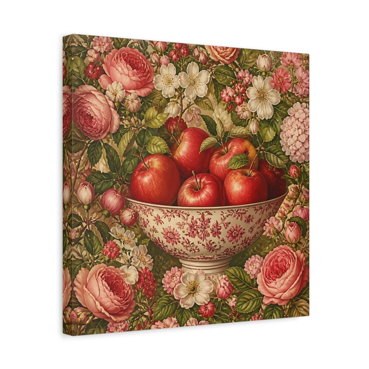 Side Mockup 6. Nature Fruit Bowl Red Apple Floral shown as stretched canvas wall art