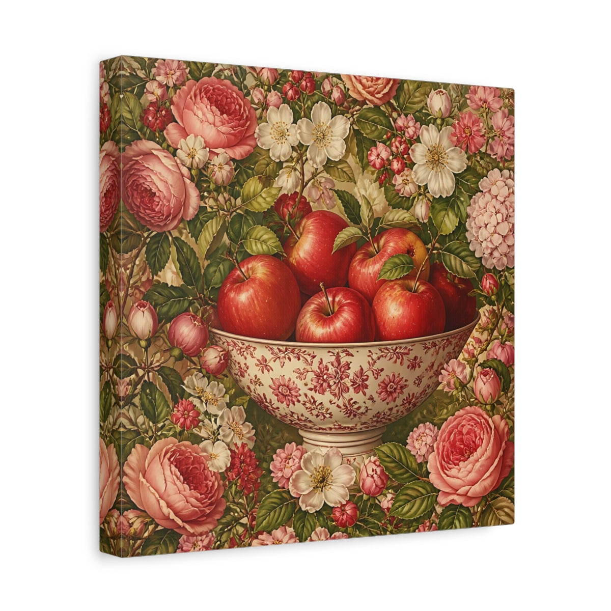 Side Mockup 8. Nature Fruit Bowl Red Apple Floral shown as stretched canvas wall art