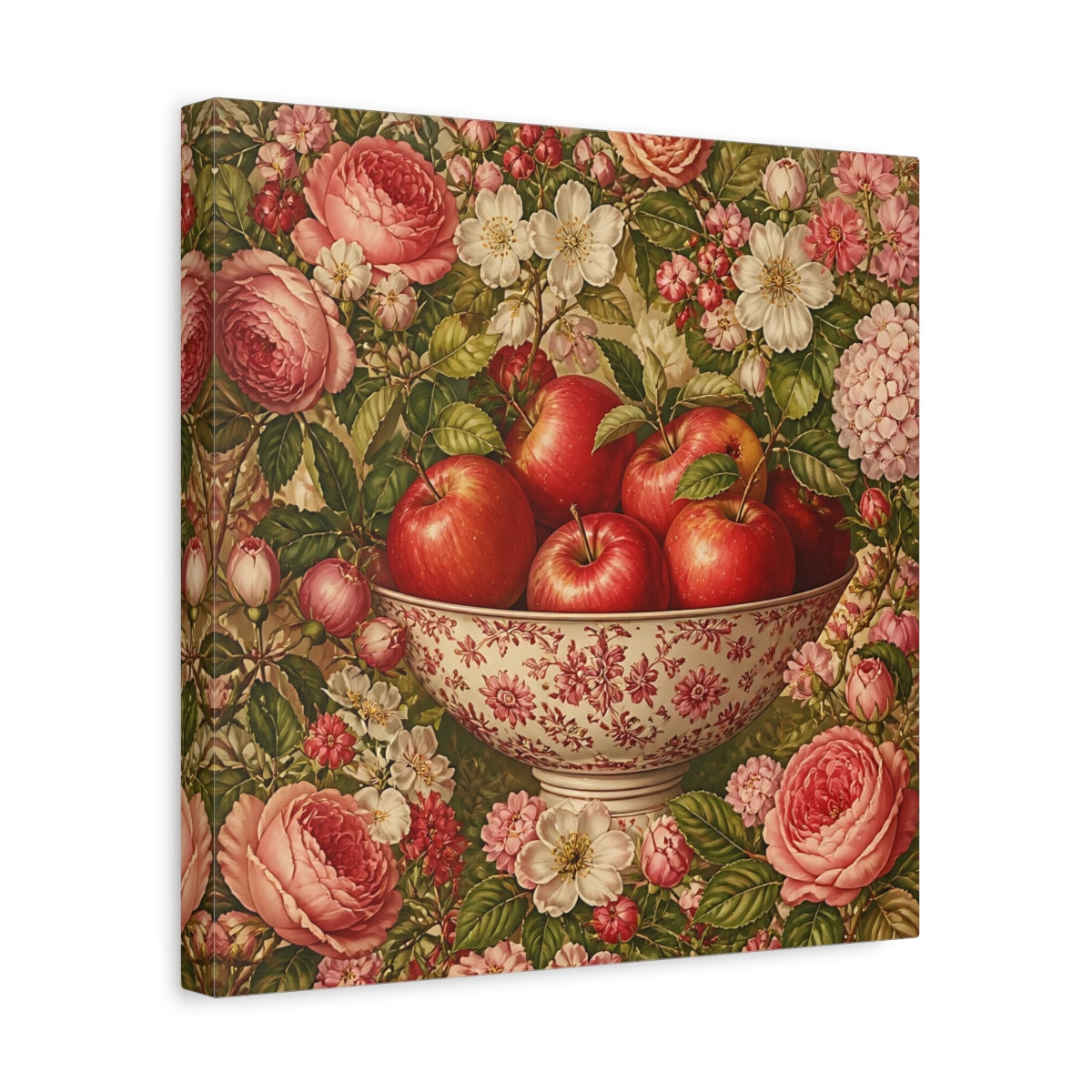 Side Mockup 7. Nature Fruit Bowl Red Apple Floral shown as stretched canvas wall art