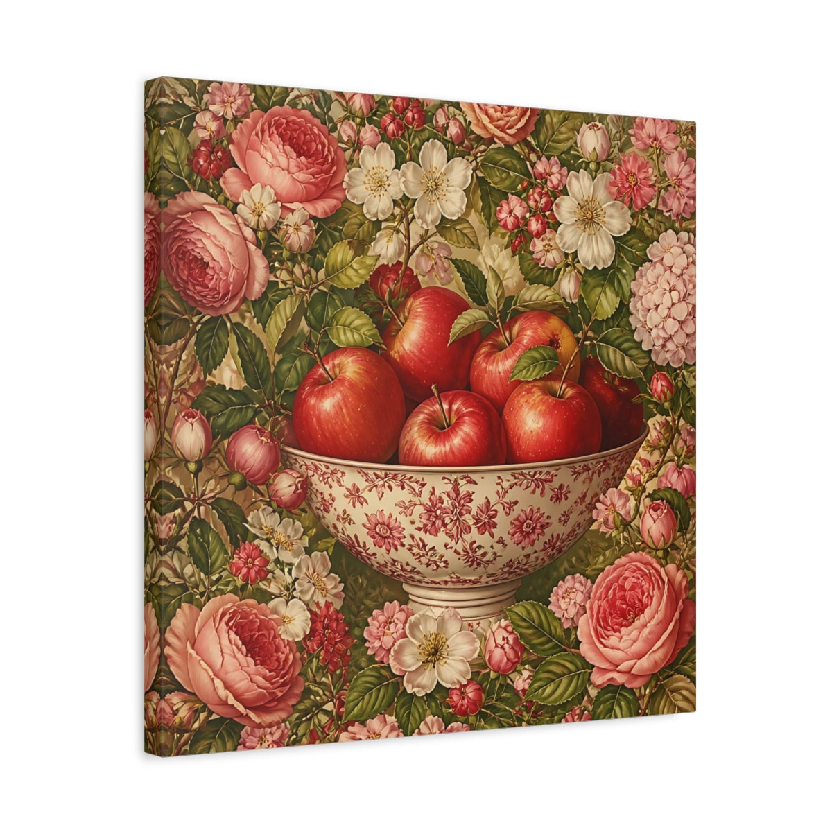 Side Mockup 5. Nature Fruit Bowl Red Apple Floral shown as stretched canvas wall art