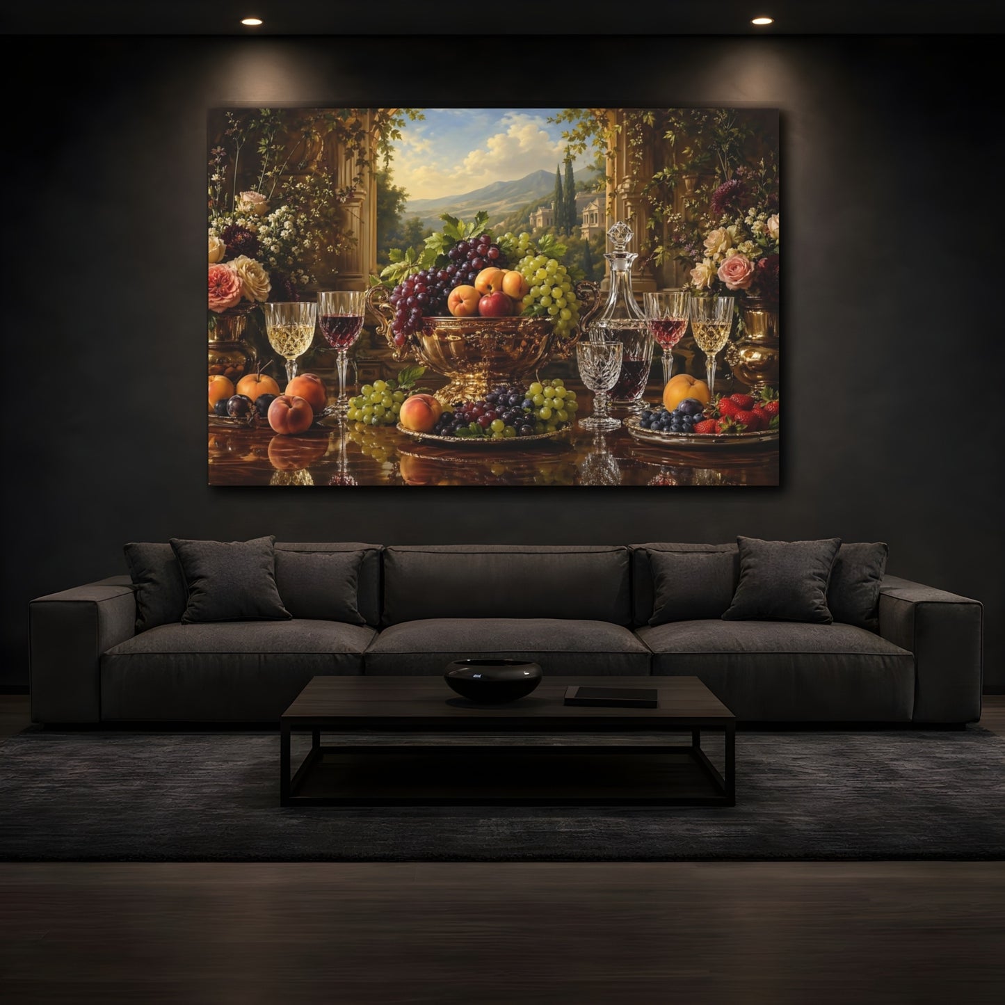 Mockup 3. Nature Fruit Display Golden Still Life shown as stretched canvas wall art