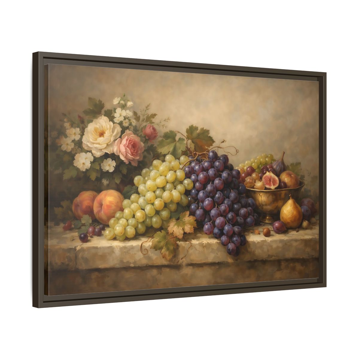 Side Mockup 11. Nature Fruit Still-Life Vintage Fruit Still-Life shown as stretched canvas wall art