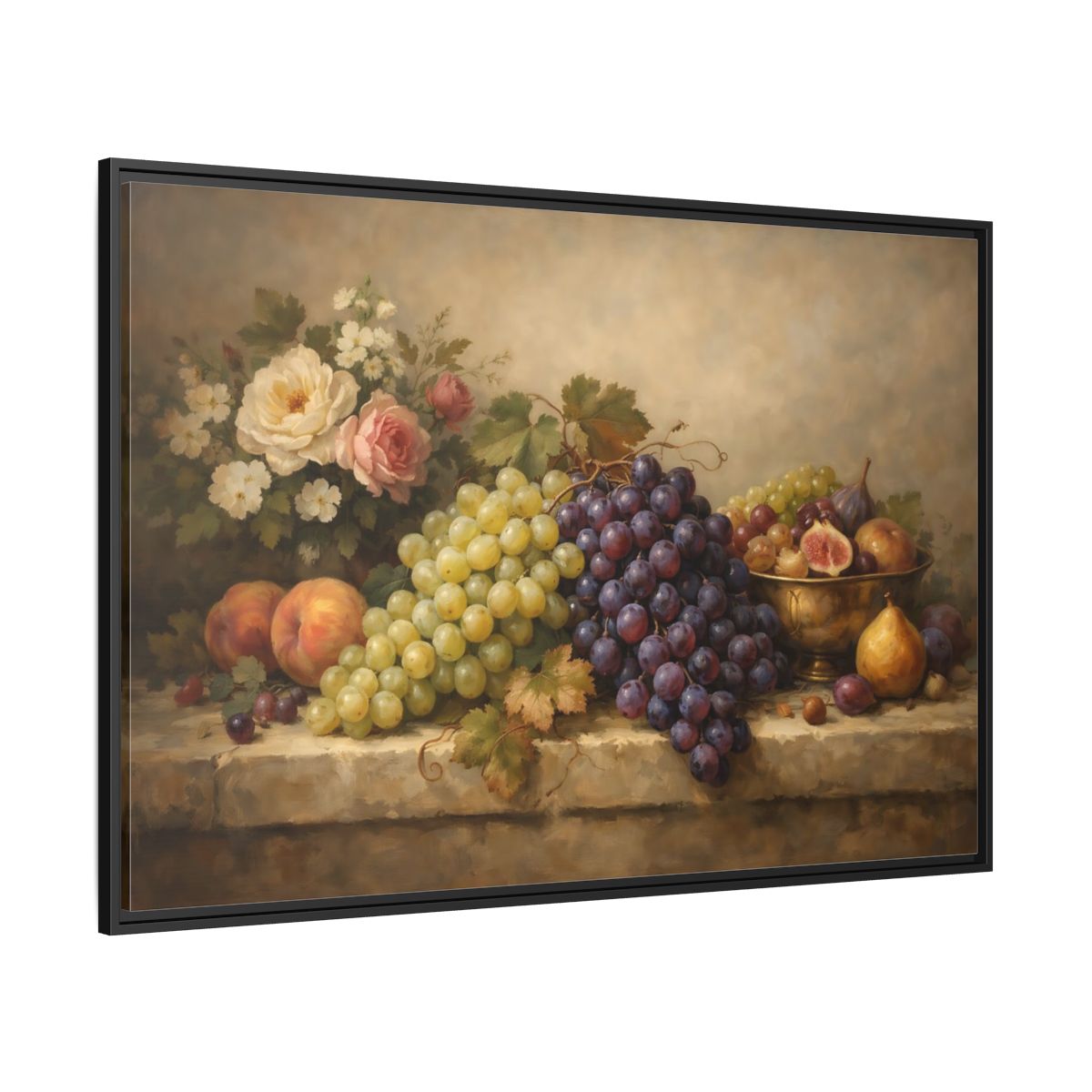 Side Mockup 12. Nature Fruit Still-Life Vintage Fruit Still-Life shown as stretched canvas wall art