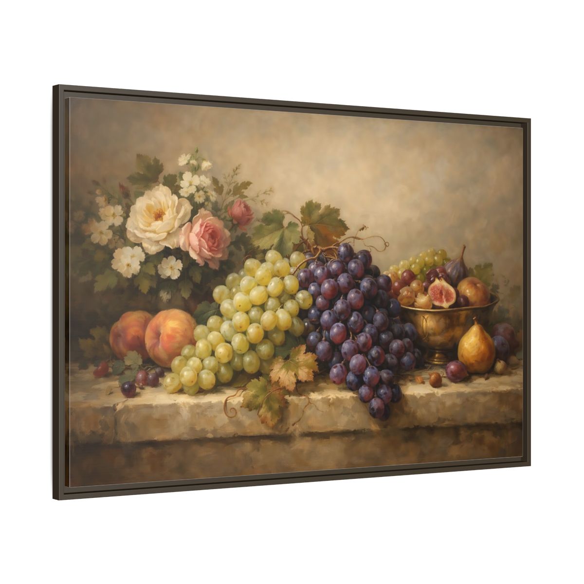 Main Mockup. Nature Fruit Still-Life Vintage Fruit Still-Life shown as stretched canvas wall art