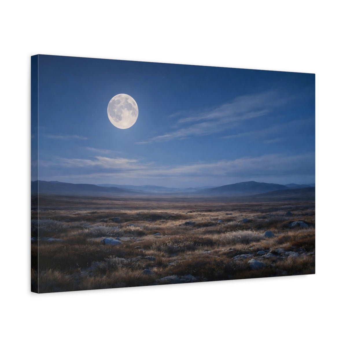 Nature Full Moon Moonlit Landscape - Canvas Wall Art Print - YesArtYes