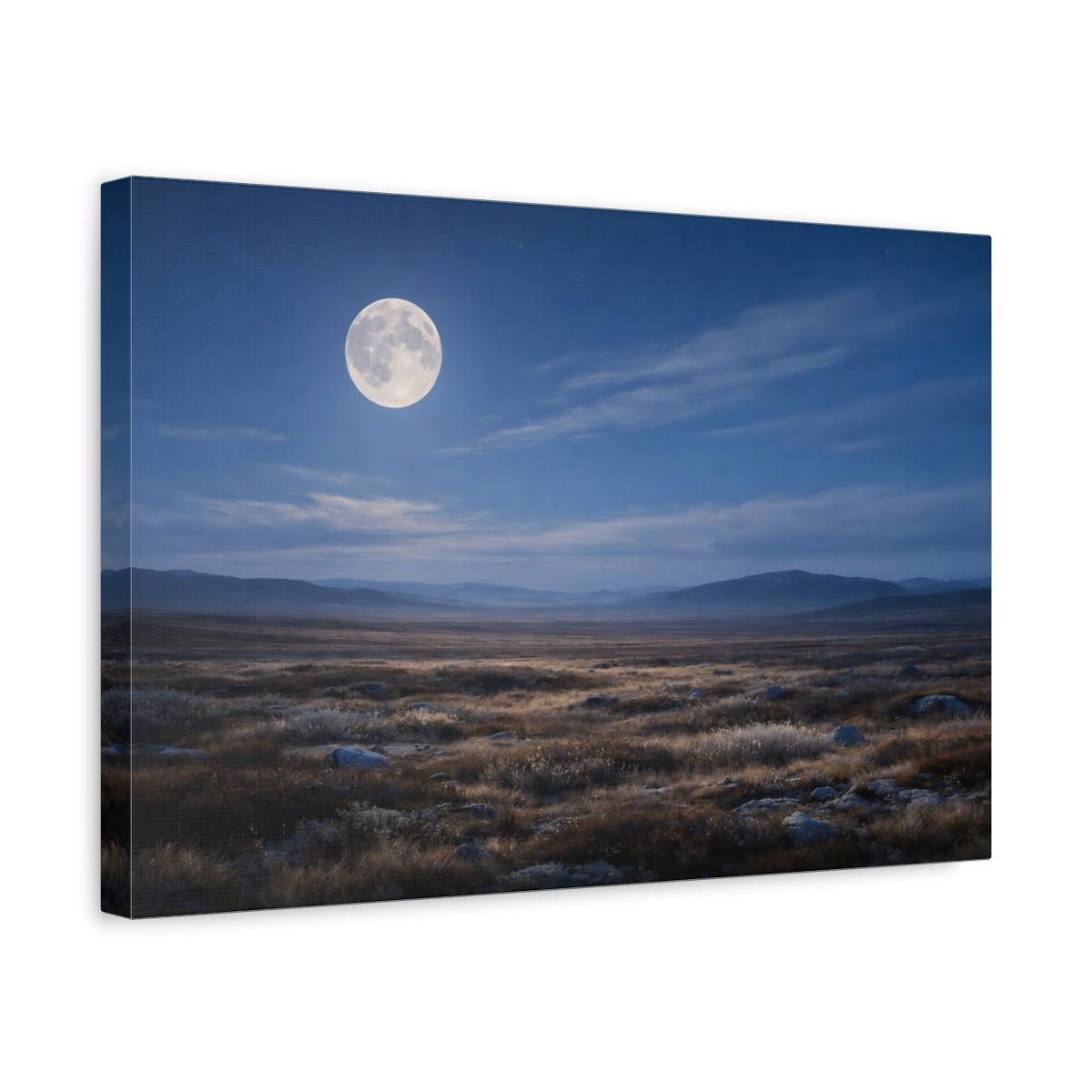 Nature Full Moon Moonlit Landscape - Canvas Wall Art Print - YesArtYes