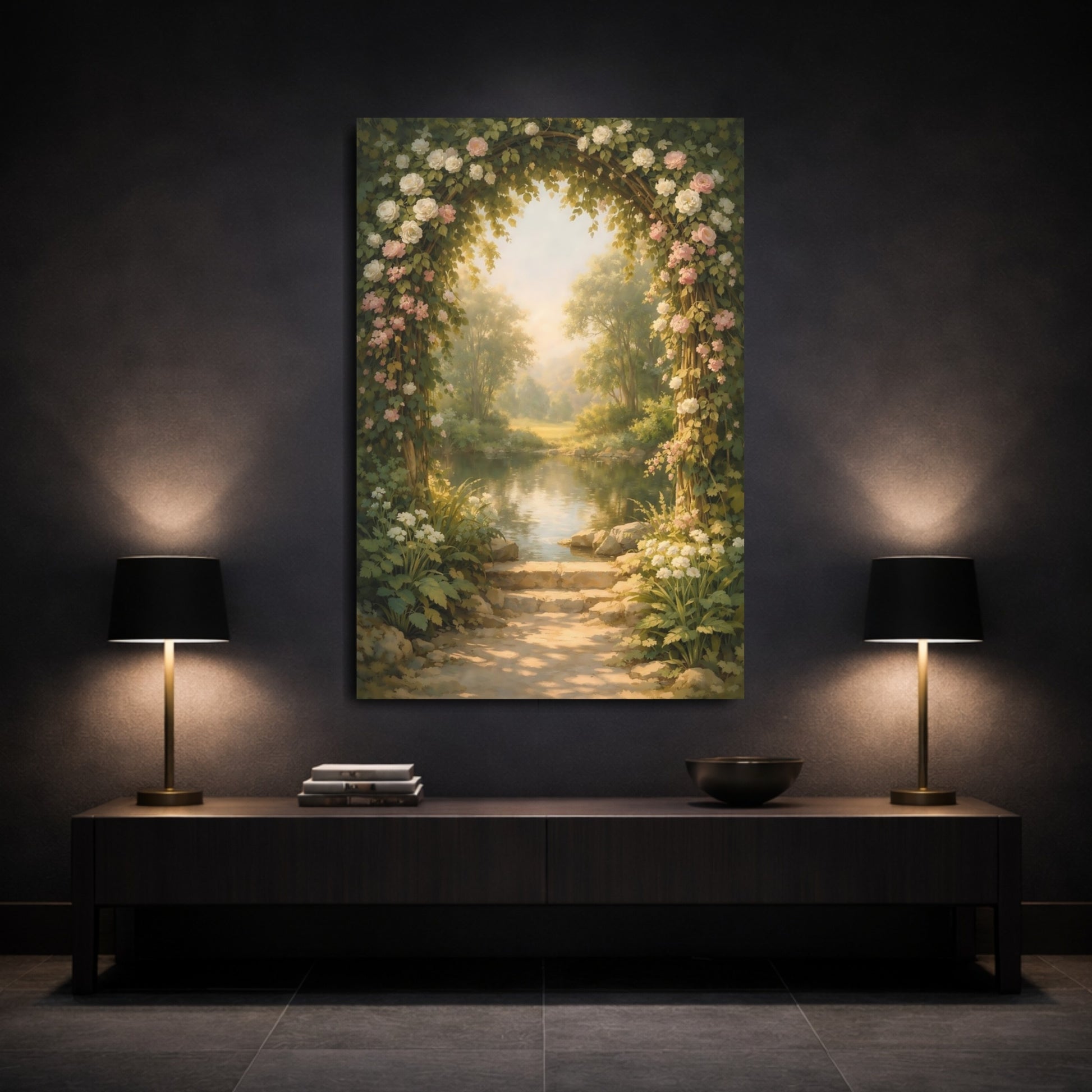 Nature Garden Arch Rose Garden Arch shown as front canvas room wall art