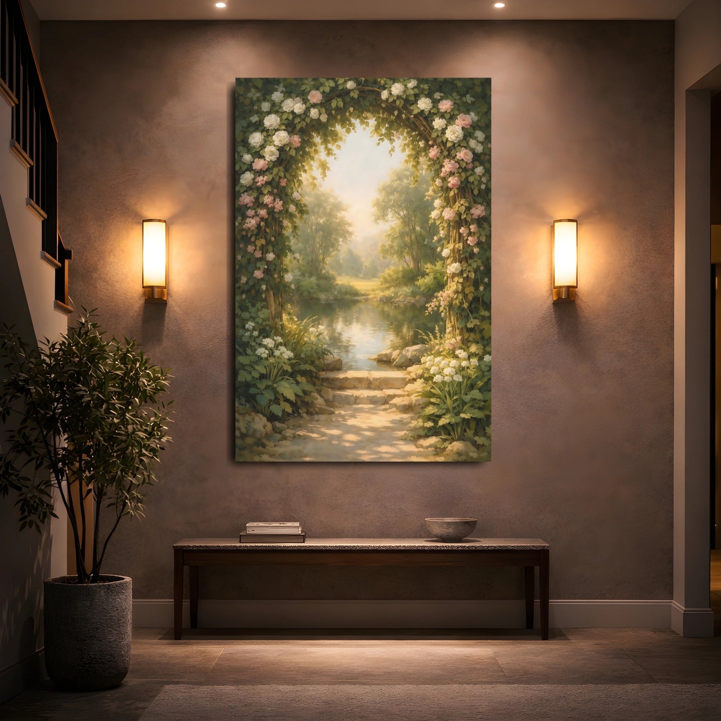 Nature Garden Arch Rose Garden Arch shown as front canvas room wall art