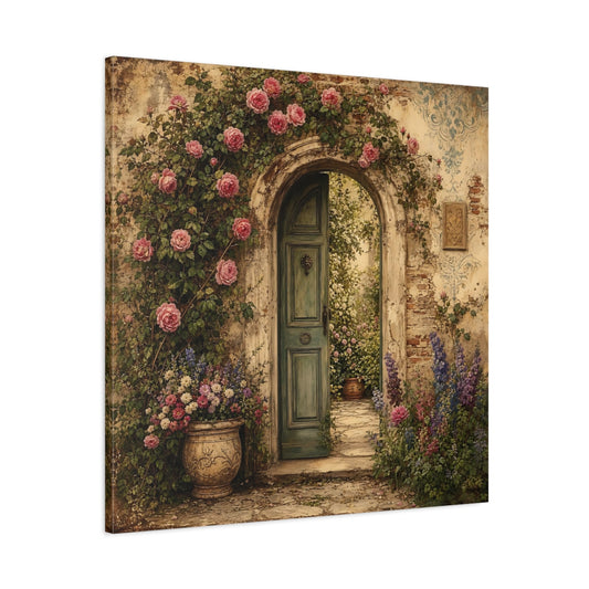 Main Mockup. Nature Garden Archway Vintage Garden Entrance shown as stretched canvas wall art