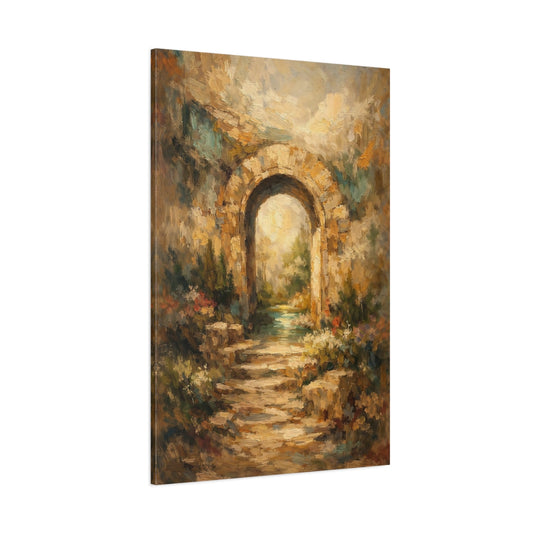 Main Mockup. Nature Garden Archway Warm Tones Archway shown as stretched canvas wall art