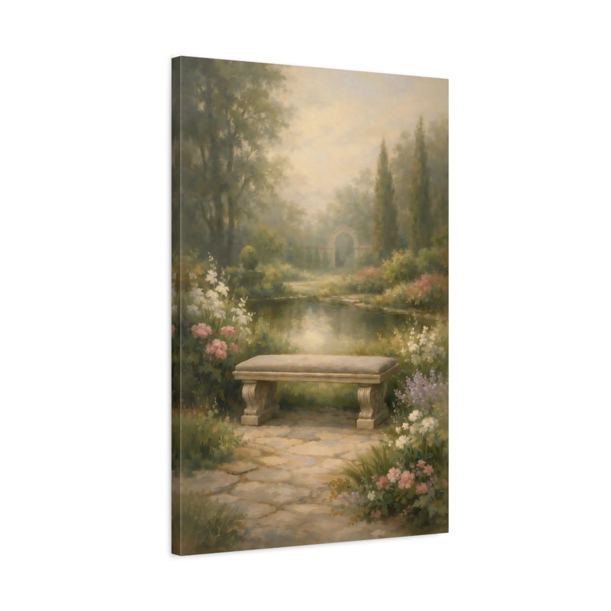 Nature Garden Bench Muted - Canvas Wall Art Print - YesArtYes