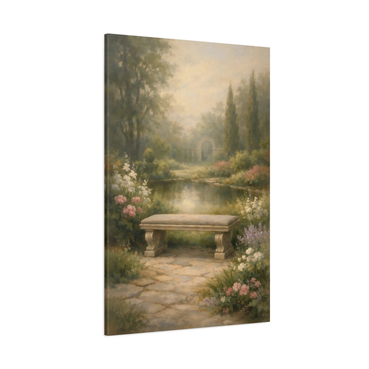 Nature Garden Bench Muted - Canvas Wall Art Print - YesArtYes