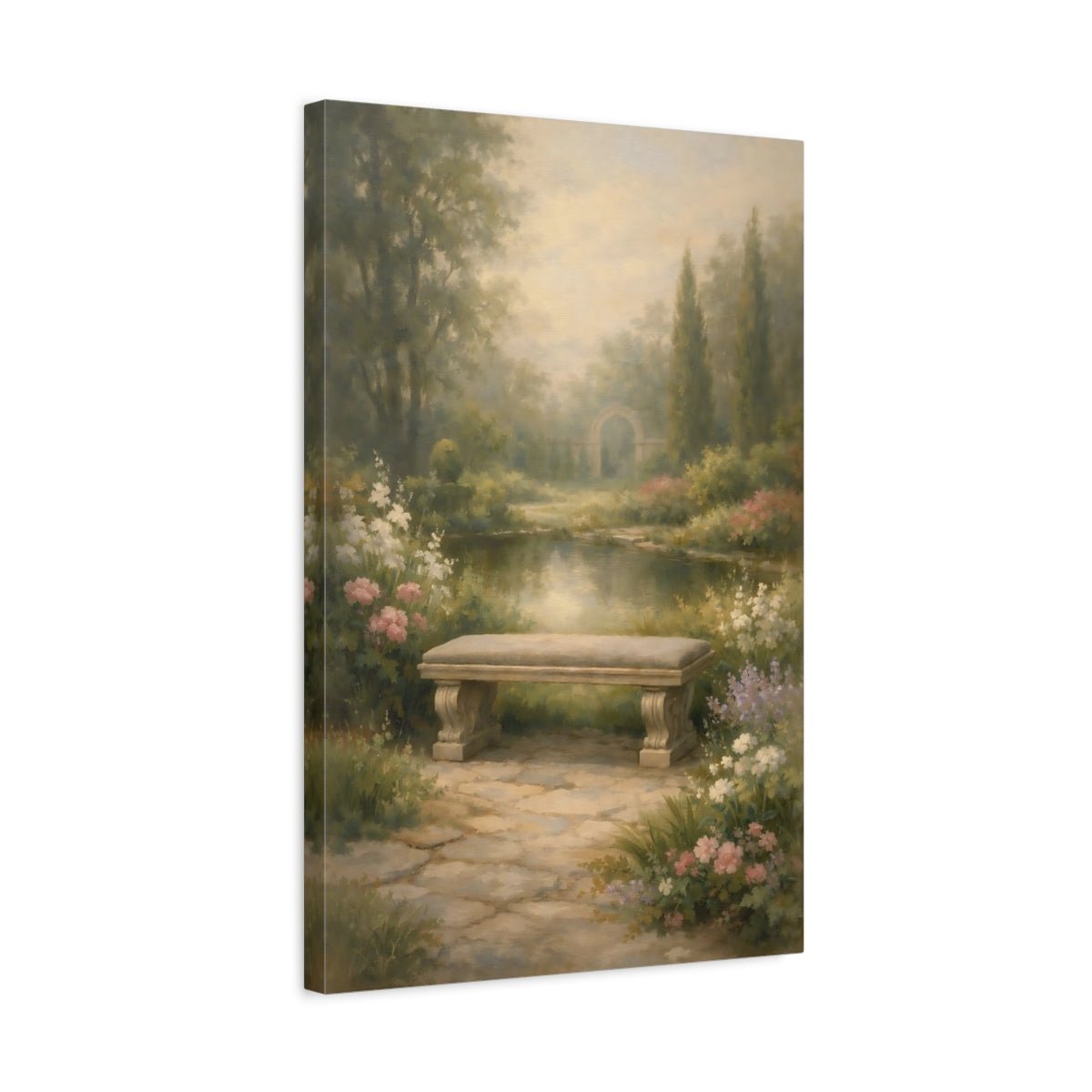 Nature Garden Bench Muted - Canvas Wall Art Print - YesArtYes