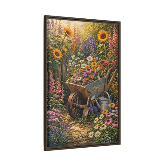 Nature Garden Flowers Colorful Framed Canvas Print – Traditional Decor for Living Room, Above Fireplace - YesArtYes