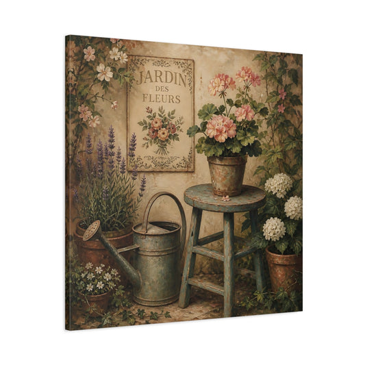 Main Mockup. Nature Garden Flowers Vintage Garden shown as stretched canvas wall art