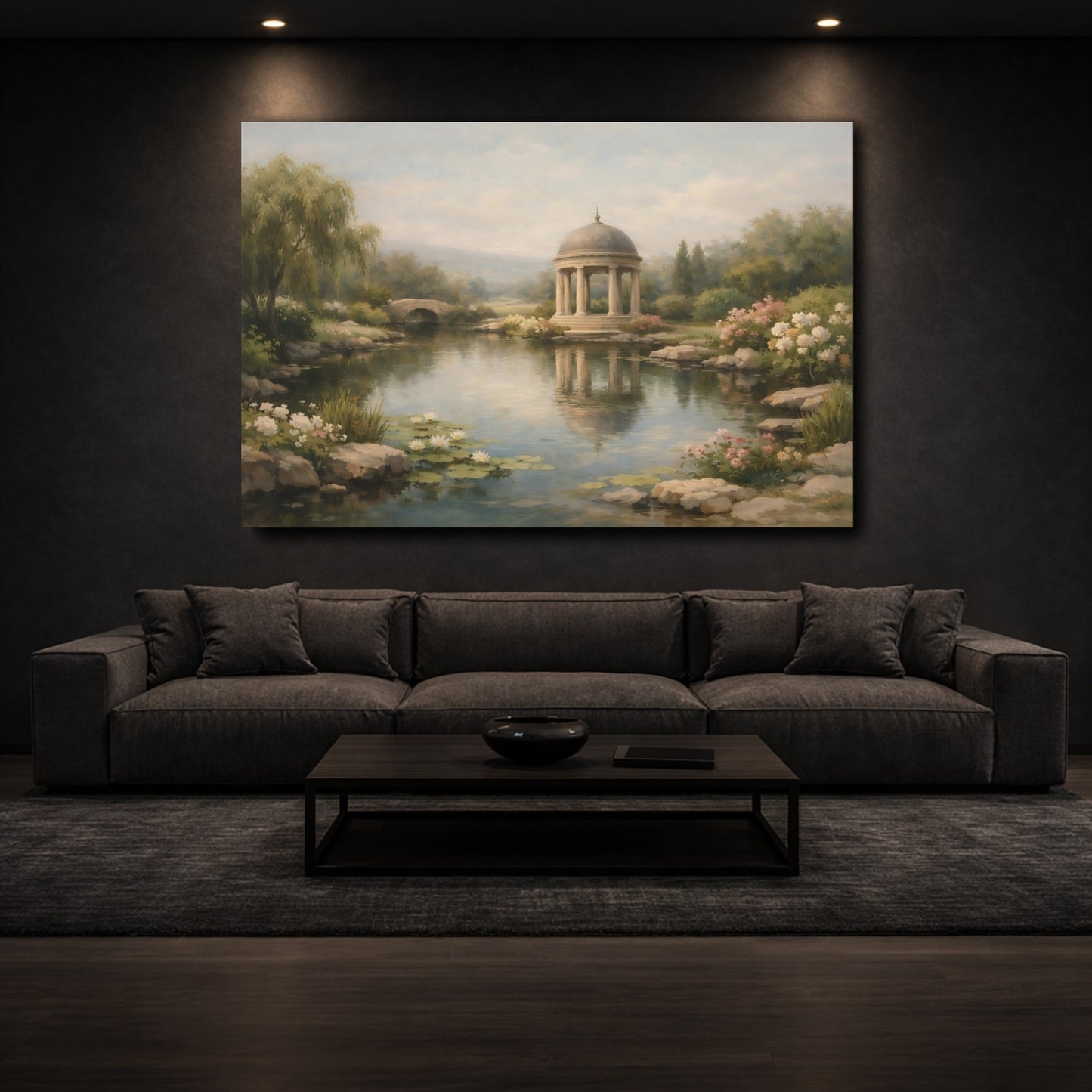 Mockup 2. Nature Garden Gazebo Garden Pond Gazebo shown as stretched canvas wall art