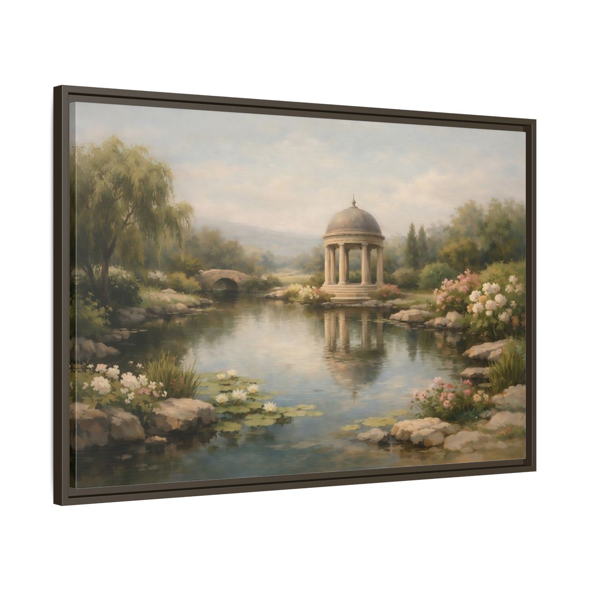 Side Mockup 9. Nature Garden Gazebo Peaceful Garden Gazebo shown as stretched canvas wall art