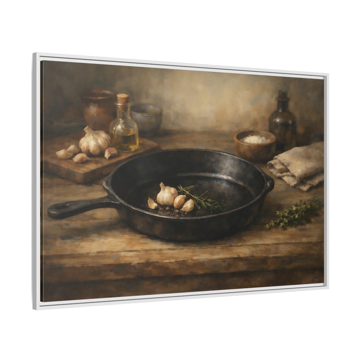 Side Mockup 7. Nature Garlic Rustic Brown shown as stretched canvas wall art