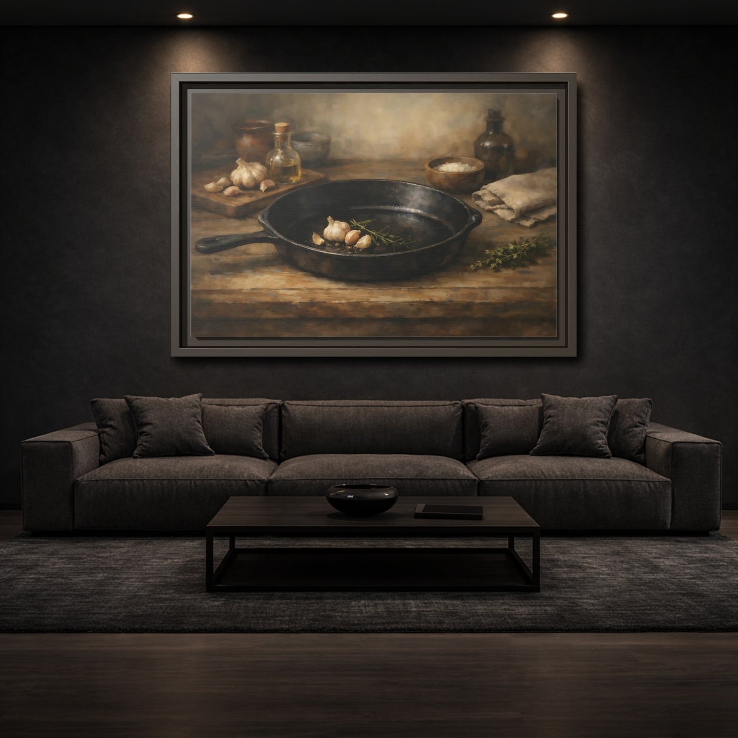 Mockup 2. Nature Garlic Rustic Brown shown as stretched canvas wall art