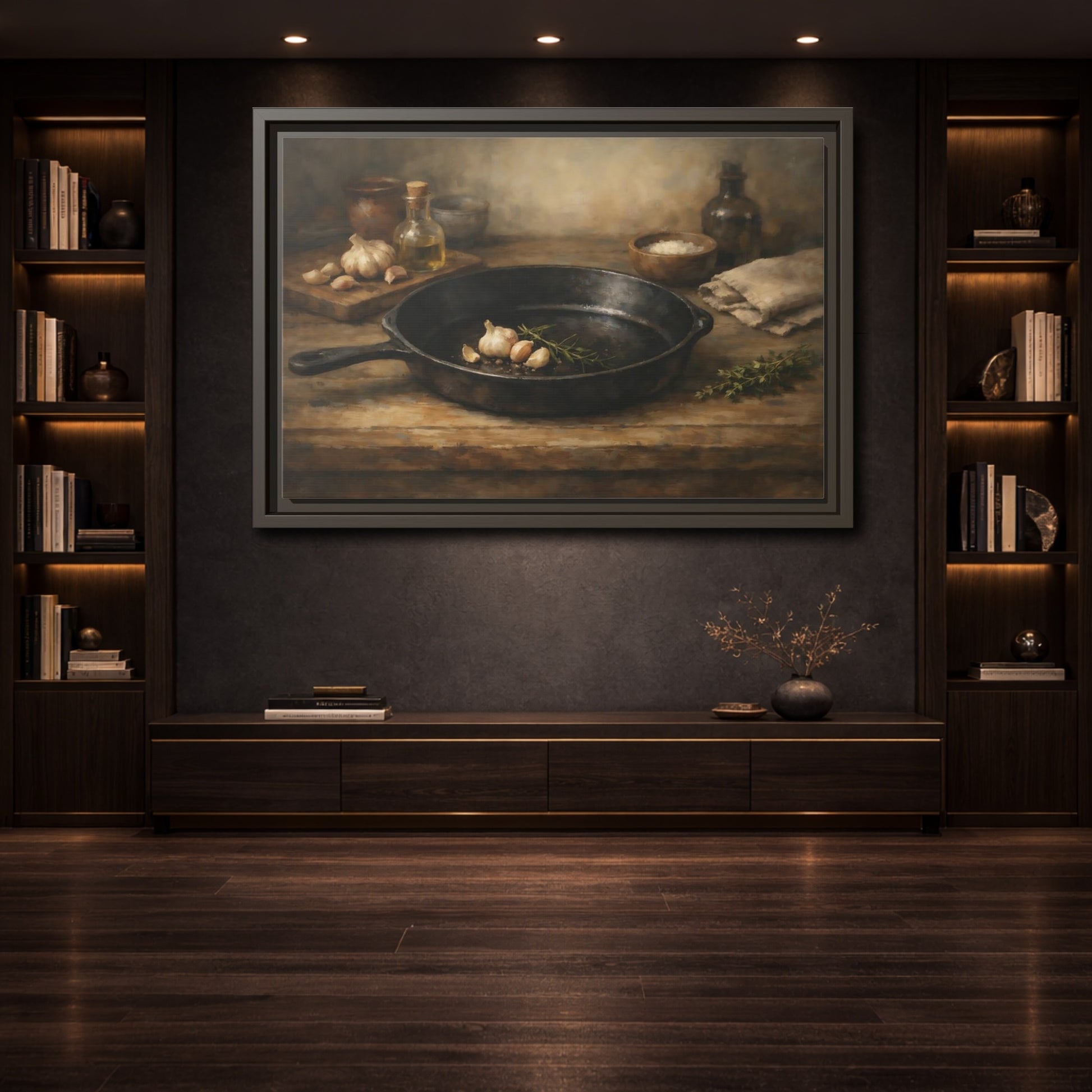 Mockup 3. Nature Garlic Rustic Brown shown as stretched canvas wall art