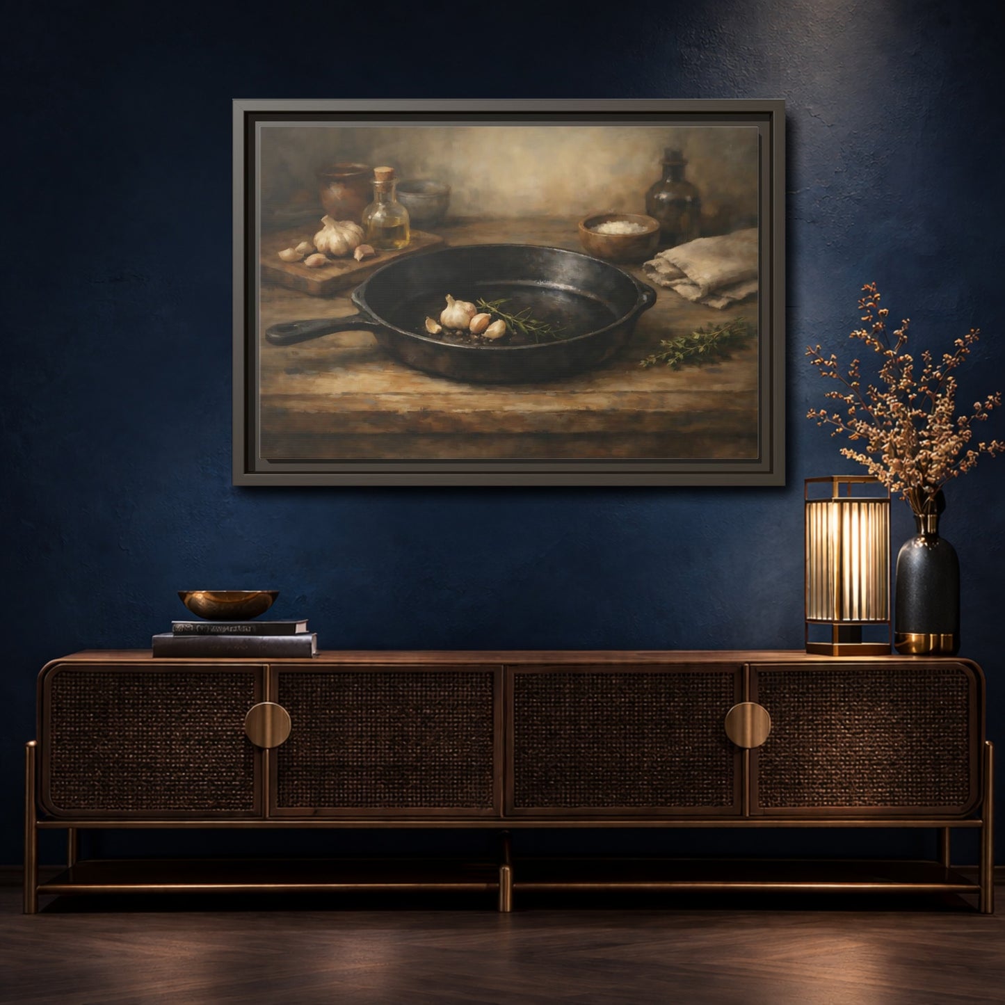 Mockup 4. Nature Garlic Rustic Brown shown as stretched canvas wall art
