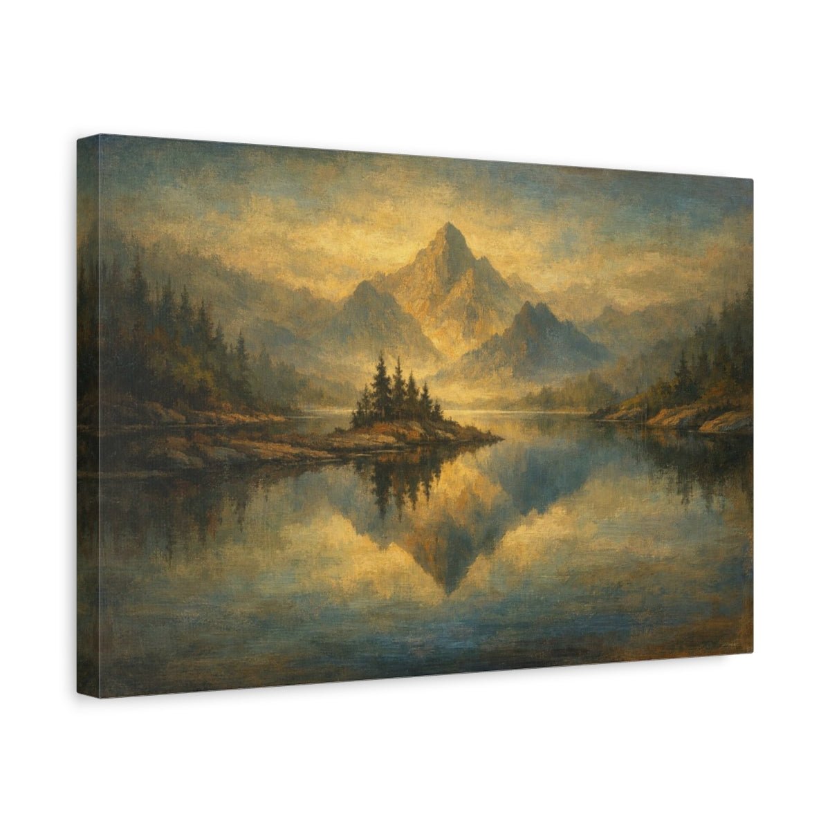 Nature Geometric Lake - Canvas Wall Art Print - YesArtYes