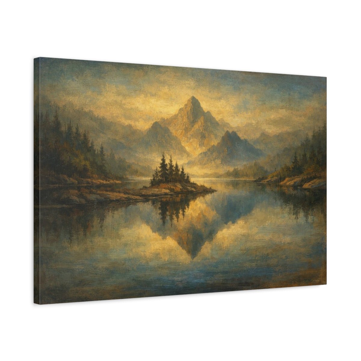 Nature Geometric Lake - Canvas Wall Art Print - YesArtYes