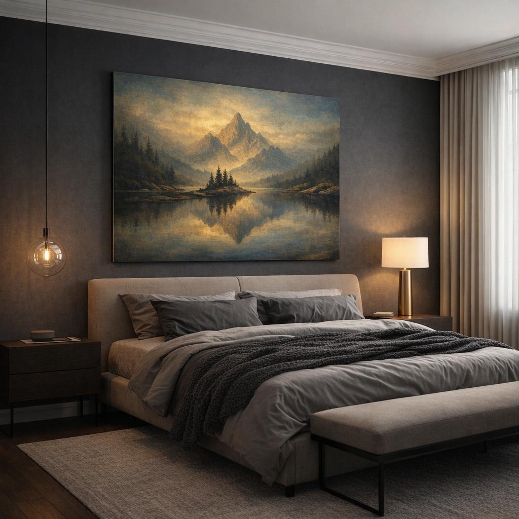 Nature Geometric Lake - Canvas Wall Art Print - YesArtYes