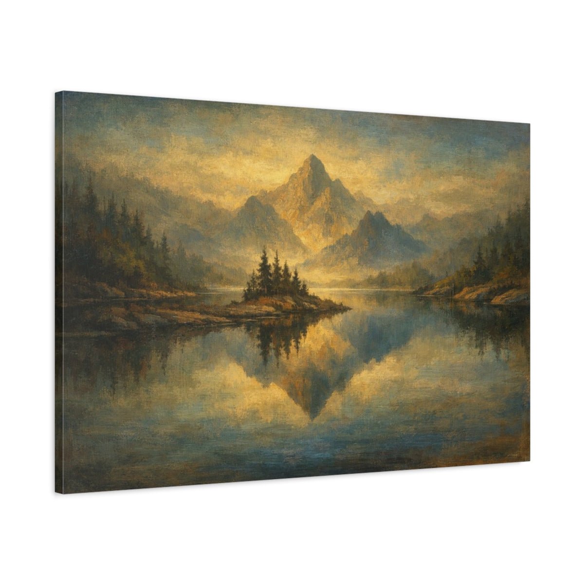 Nature Geometric Lake - Canvas Wall Art Print - YesArtYes