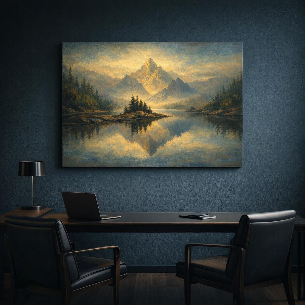 Nature Geometric Lake - Canvas Wall Art Print - YesArtYes