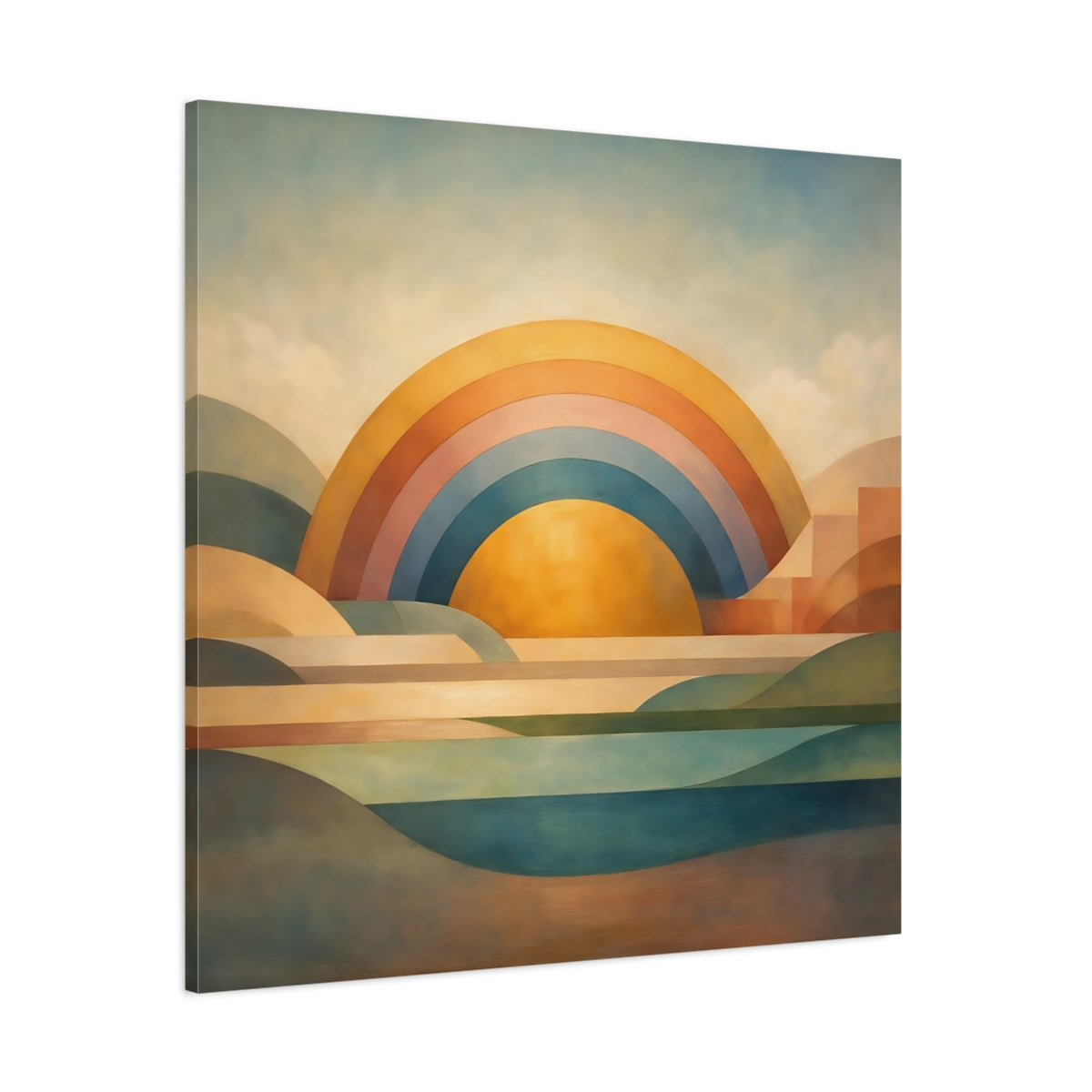 Main Mockup. Nature Geometric Sunrise Geometric Sunrise Art shown as stretched canvas wall art