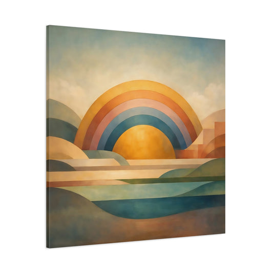 Main Mockup. Nature Geometric Sunrise Geometric Sunrise Art shown as stretched canvas wall art